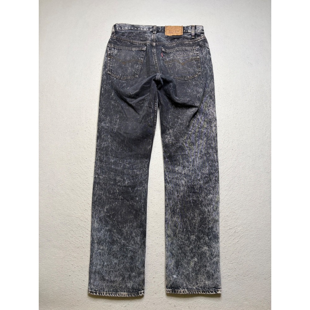 Levi's Jeans Mens 32x34 Blk 501 Original Fit Acid Wash Vintage Button Fly Denim